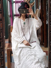 100% Linen Manual Embroidered Long Dress