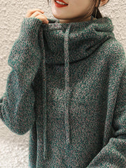Casual Loose 3 Colors Hooded Long Sleeves Sweater Top