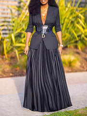 Pleated Solid Color High Waisted Loose Skirts Bottoms