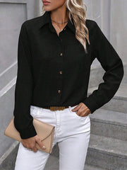 Pleated Split-Joint High-Low Long Sleeves Lapel Blouses&Shirts Tops