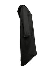 Drawstring Solid Color Split-Joint High-low Long Sleeves Hooded Midi Dresses