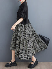 Knot Printed Split-Joint Loose Lapel Midi Dresses