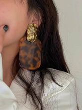 Geometric Leopard Pleated Split-Joint Earrings Accessories Drop Earrings