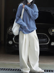 Striped Long Sleeves Round-neck T-Shirts Tops
