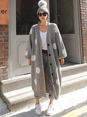 Loose Polka-dot Printed Long Cover-up