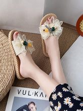 Bowknot Gauze Open Toe Split-Joint Slippers