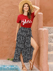 Original Split-Front Printed Wide Legs Pants