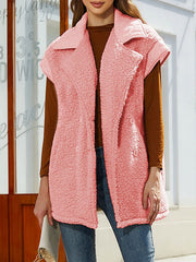 Split-Joint Velvet Loose Sleeveless Lapel Vest Top