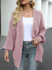 Solid Color Split-Joint Loose Puff Sleeves Cardigan Coats