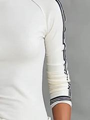 Long Sleeves Skinny Solid Color Mock Neck T-Shirts