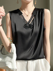 Solid Color Loose Plus Size V-neck Vest Top