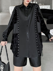 Buttoned Split-Joint High-Low Long Sleeves Lapel Blouses&Shirts Tops