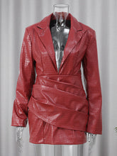 Elasticity Pleated Solid Color Split-Joint Bodycon Long Sleeves Deep V-Neck Mini Dresses