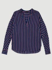Striped Long Sleeves Loose Lapel Blouses&shirts Tops