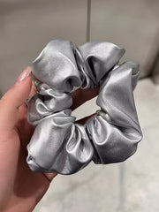 Elasticity Pleated Shiny Solid Color Scrunchy Hair Accessories