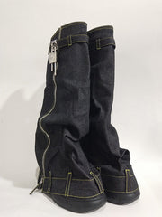 Buckle Round-Toe Zipper Boots