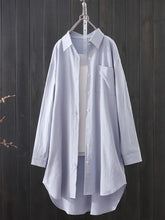 Solid Color High-low Long Sleeves Lapel Shirts Tops