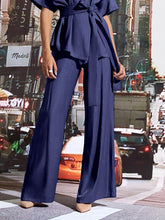 Pockets Solid Color Loose Wide Leg Trousers Pants