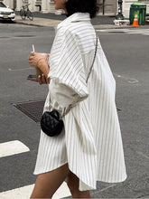 Buttoned Pockets Striped Long Sleeves Loose Lapel Blouses&shirts Tops