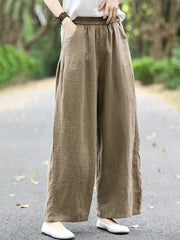Elasticity Solid Color Loose Wide Leg Trousers Casual Pants Bottoms