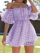 Elasticity Solid Color Split-Joint High Waisted Loose Off-The-Shoulder Mini Dresses