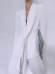 Solid Color Column Long Sleeves Lapel Blazer Top&Pants Two Pieces Set