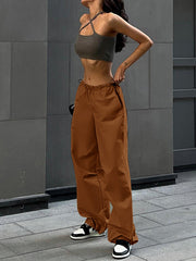 Drawstring Pockets Loose Trousers Pants