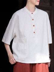 Split-Joint Half Sleeves Loose Round-neck T-Shirts Tops