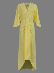 Solid Color High-low Loose V-neck Maxi Dresses