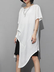 Original Irregular Loose Solid Color T-Shirt Top