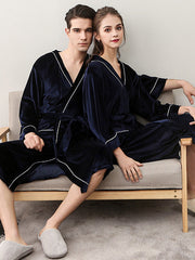 Comfortable Solid Bandage V-Neck Pajama Robe