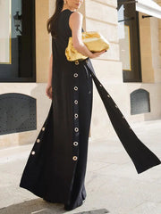 Hollow Split-Joint Split-Side Streamer Loose Sleeveless Deep V-Neck Vest Outerwear