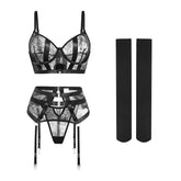 4 Pieces Western Lace See Through Bra