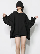 Casual Simple Puff Sleeves Solid Color Round-Neck Sweatshirt Top