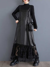 Jacquard Solid Color Split-Joint A-Line Loose Spaghetti-Neck Suspender Dress