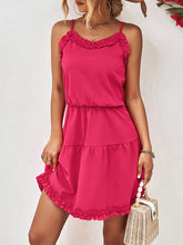 Falbala Solid Color Loose Sleeveless Spaghetti-Neck Mini Dresses