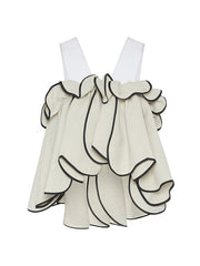 Ruffled Split-Joint High-low Loose V-neck Vest Top