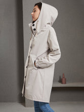 Buttoned Drawstring Elasticity Hooded Pockets Split-Back Waterproof Long Sleeves Loose High-Neck Trench Coats