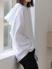 Solid Color Drawstring Long Sleeve Hoodies