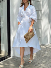 High-Low Loose Solid Color V-Neck Maxi Dresses Midi Dresses