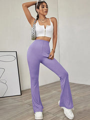 Going Out Flared Pants Skinny Elastics Solid Color Casual Pants Bottoms