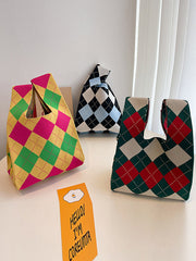 Urban Checkerboard Contrast Color Color-Block Bags Accessories Handbags