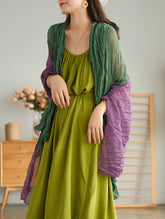 Vintage Linen Contrast Color Split-Joint Shawl&Scarf