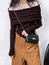 Solid Color Long Sleeves Skinny Off-The-Shoulder Sweater Tops Pullovers