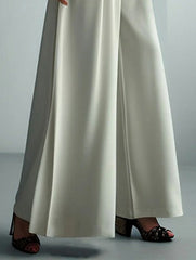 High Waisted Loose Pleated Solid Color Split-Joint Pants Trousers