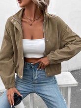 Buttoned Solid Color Zipper Long Sleeves Loose Lapel Jackets