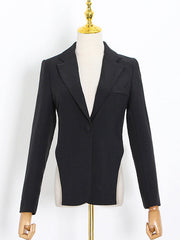 Backless Chains Long Sleeves Notched Collar Outerwear Blazer