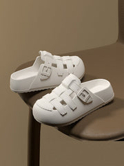 Hollow Round-Toe Split-Joint Sandals Platform Shoes