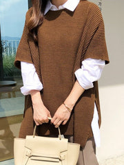 Casual Loose Split-Side Round-Neck Sweater Tops