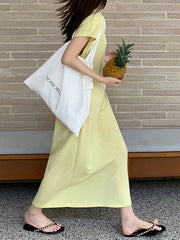 Solid Color Batwing Sleeves Loose V-neck Midi Dresses